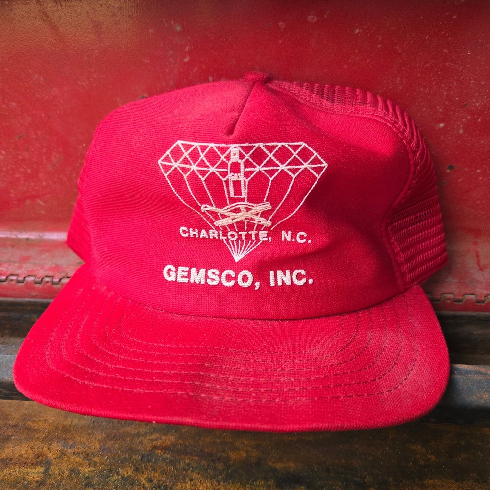 VTG Gemsco Inc Charlotte NC‎ Diamond Hat Red Mens OSFA Trucker Mesh Snapback USA
